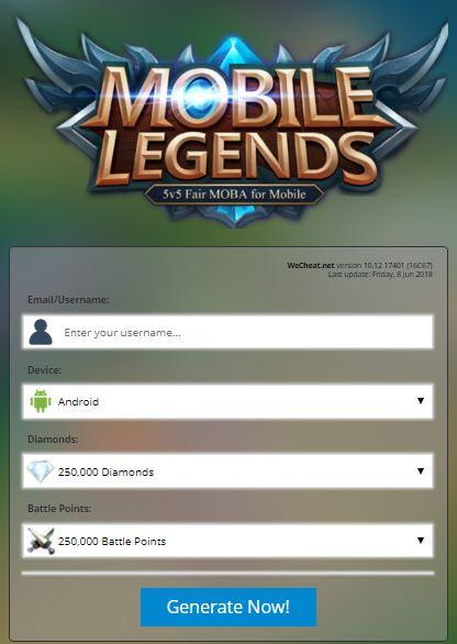 Cara Cheat Diamond Mobile Legends di Situs Wecheat.net Terbaru 2018